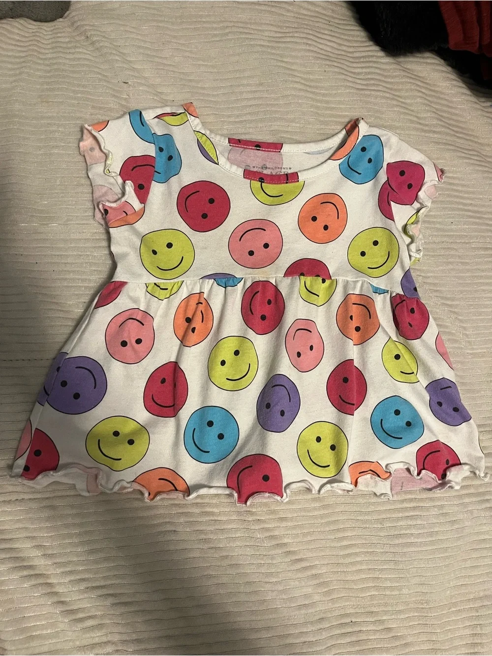 Cute Toddler Smiley & Rainbow Stripe Dresses - Bright Multicolor - Picture 4 of 5